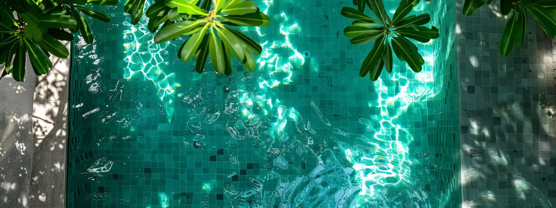 a a radiant sparkling blue pool cdb12b79 2956 4b38 9b65 33e8e078e820 a radiant, sparkling blue pool glistens under the bright sun, its perfectly clear surface reflecting the vibrant green surroundings, creating a serene and inviting atmosphere.