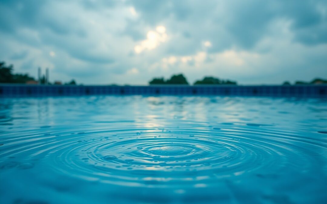 What does rain do to swimming pool water?