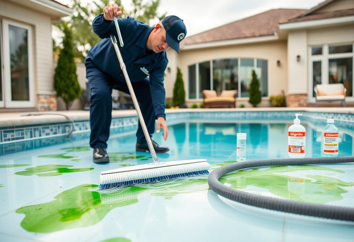 removing algae stains from plano pool oov
