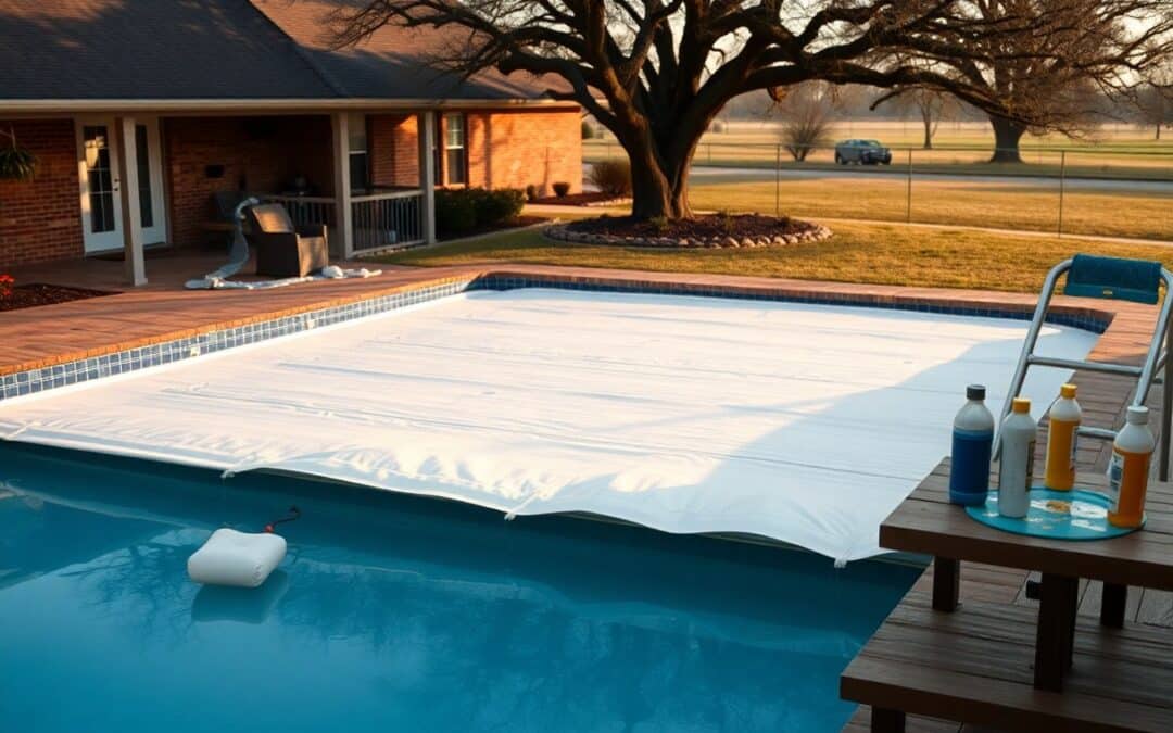 How do I prepare my pool for freezing temperatures in Texas?