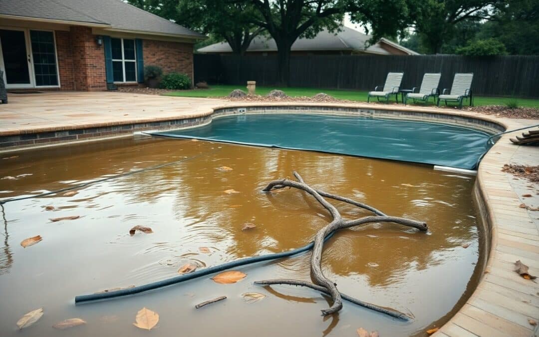 How do storms affect pools in Plano?