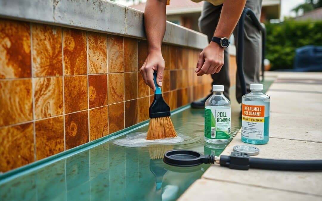What causes pool stains in Lucas?