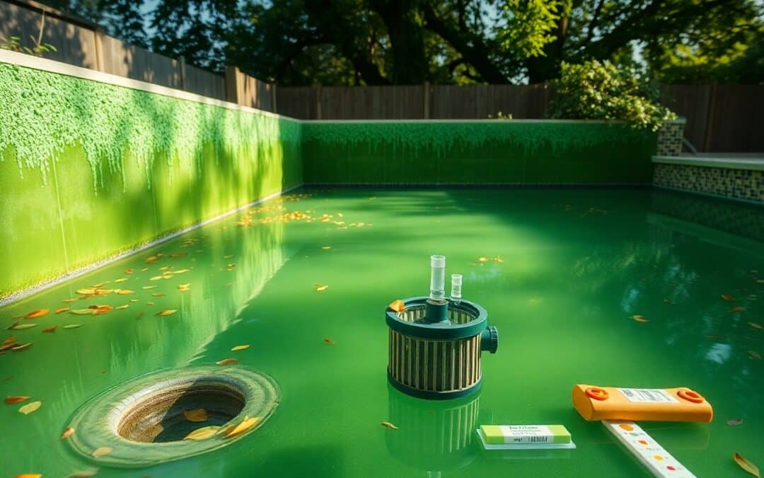 What causes green water in Murphy pools?