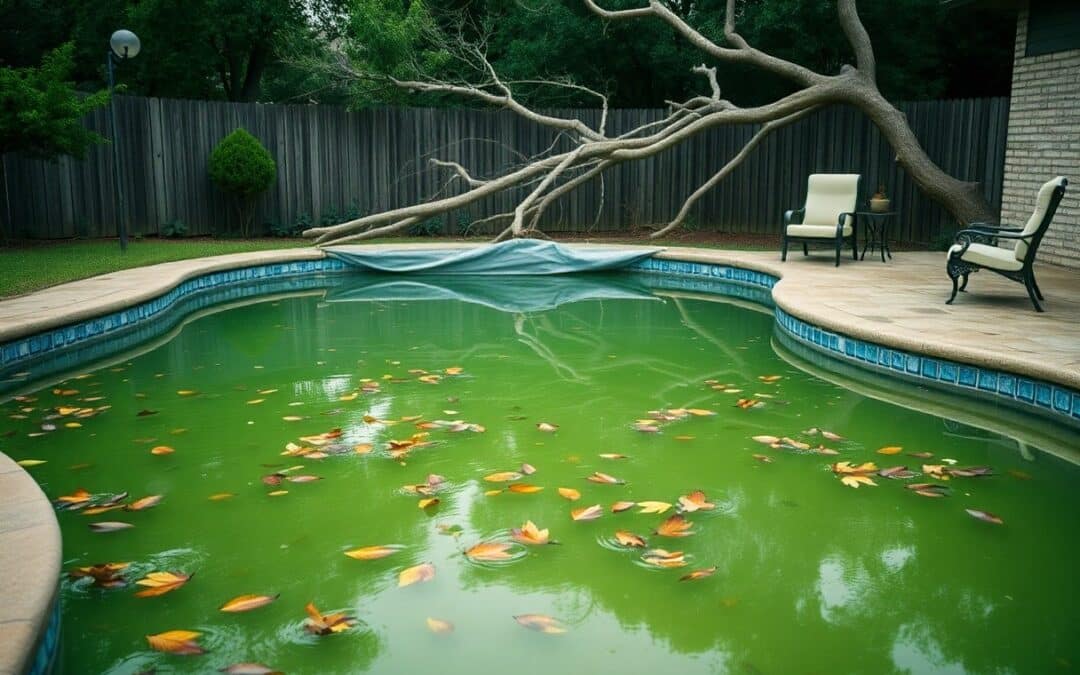 How do storms affect pools in Plano?