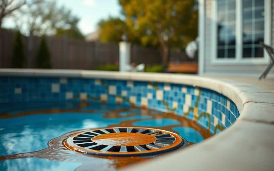 What causes pool stains in Lucas?