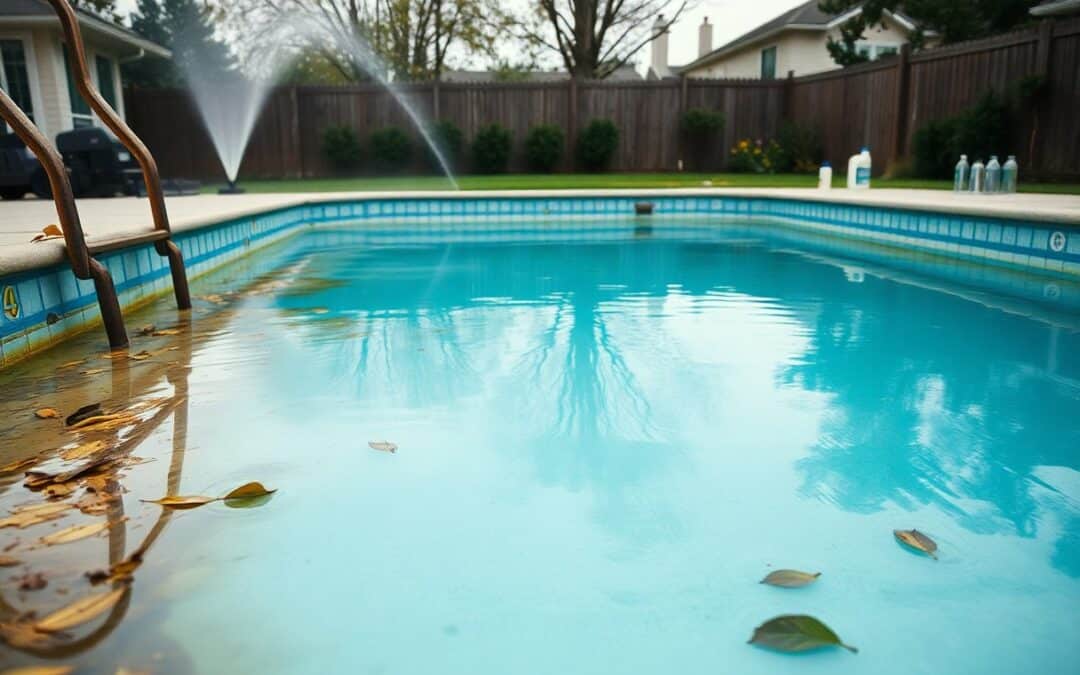 What causes pool stains in Lucas?