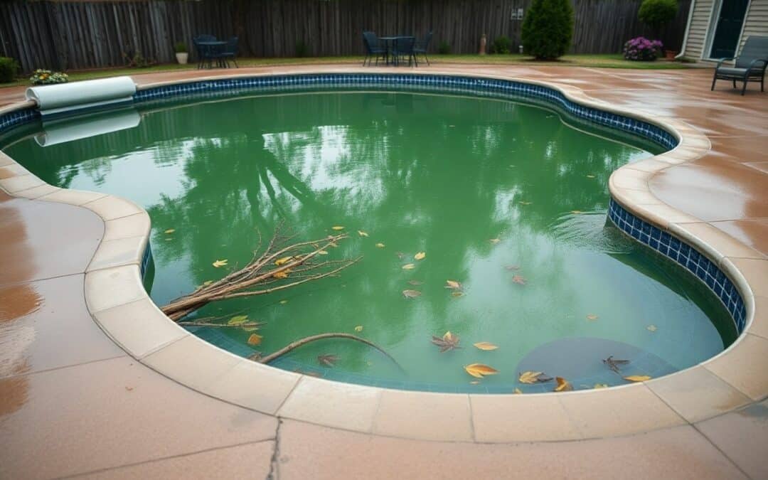 How do storms affect pools in Plano?