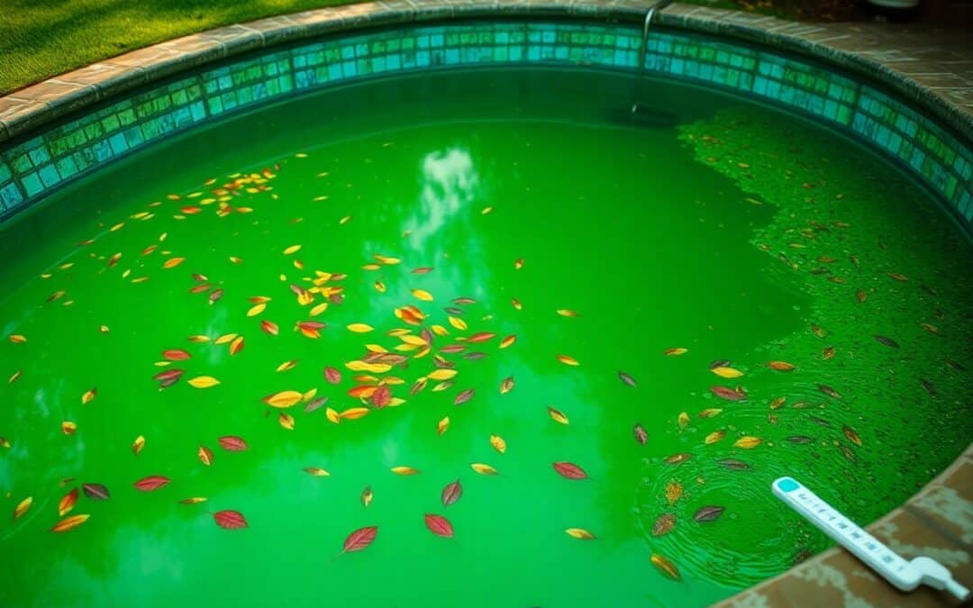 What causes my pool to turn green after heavy rainfall?